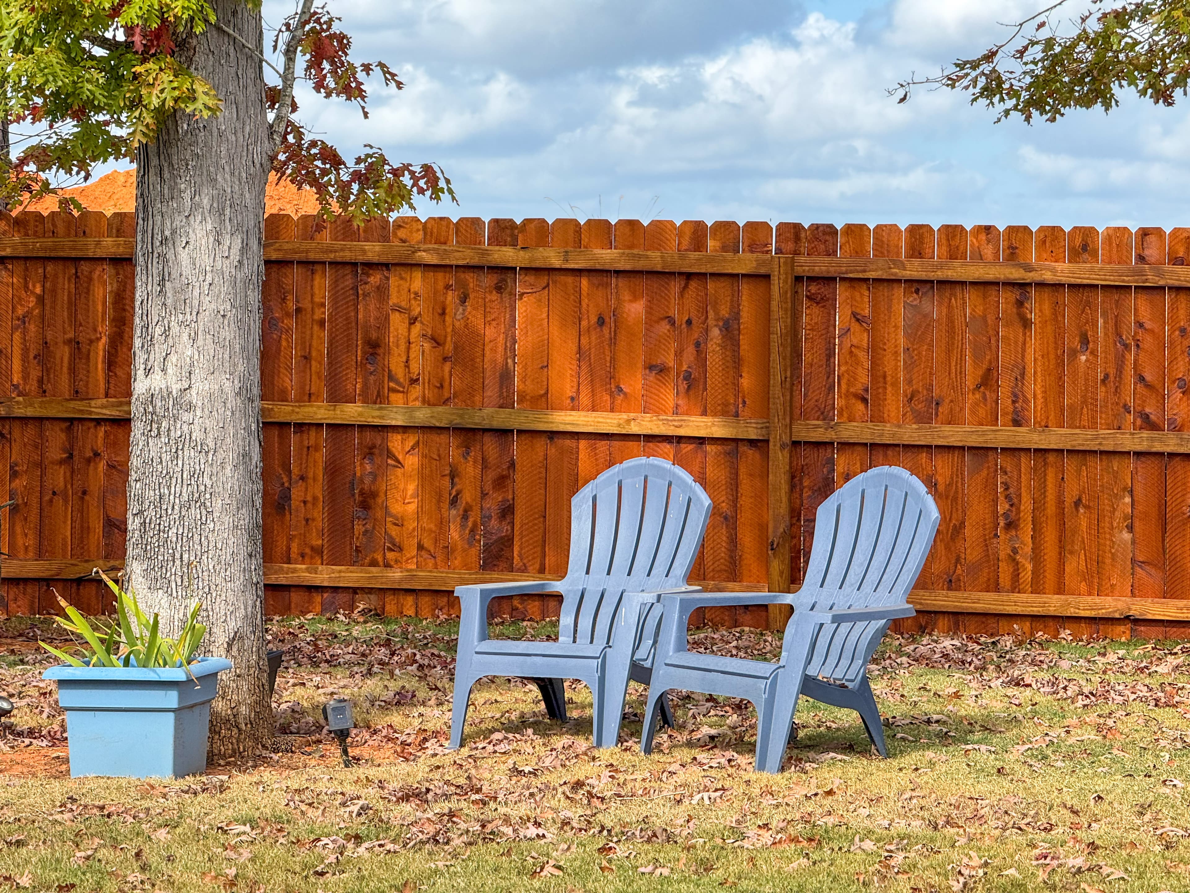 Stained privacy fence