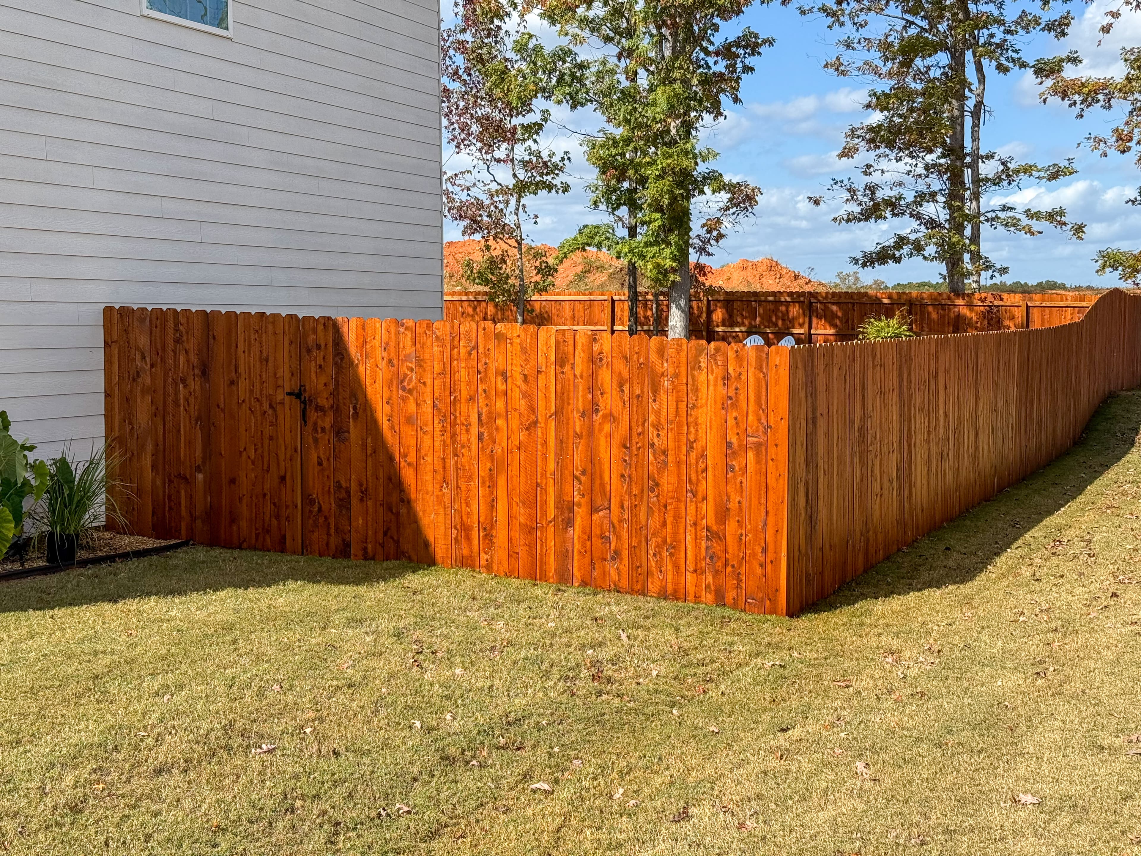 Stained privacy fence