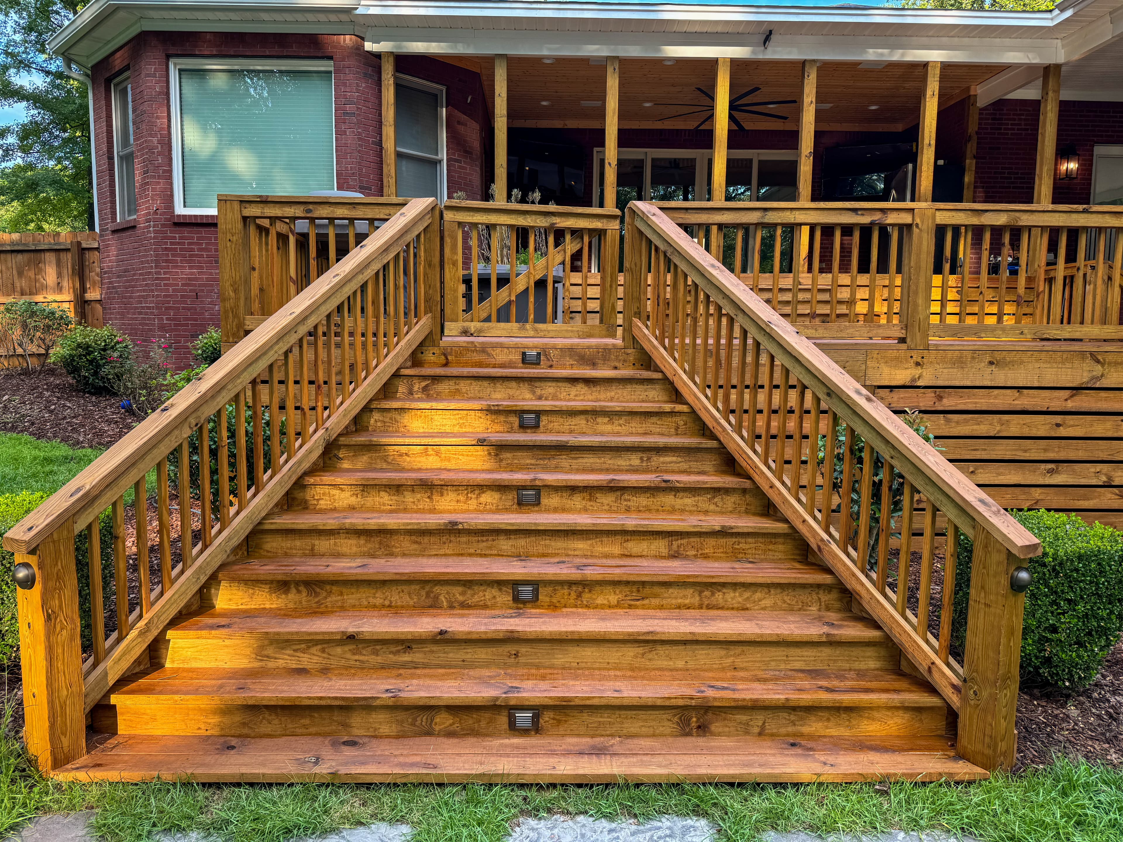 Stained deck staircase