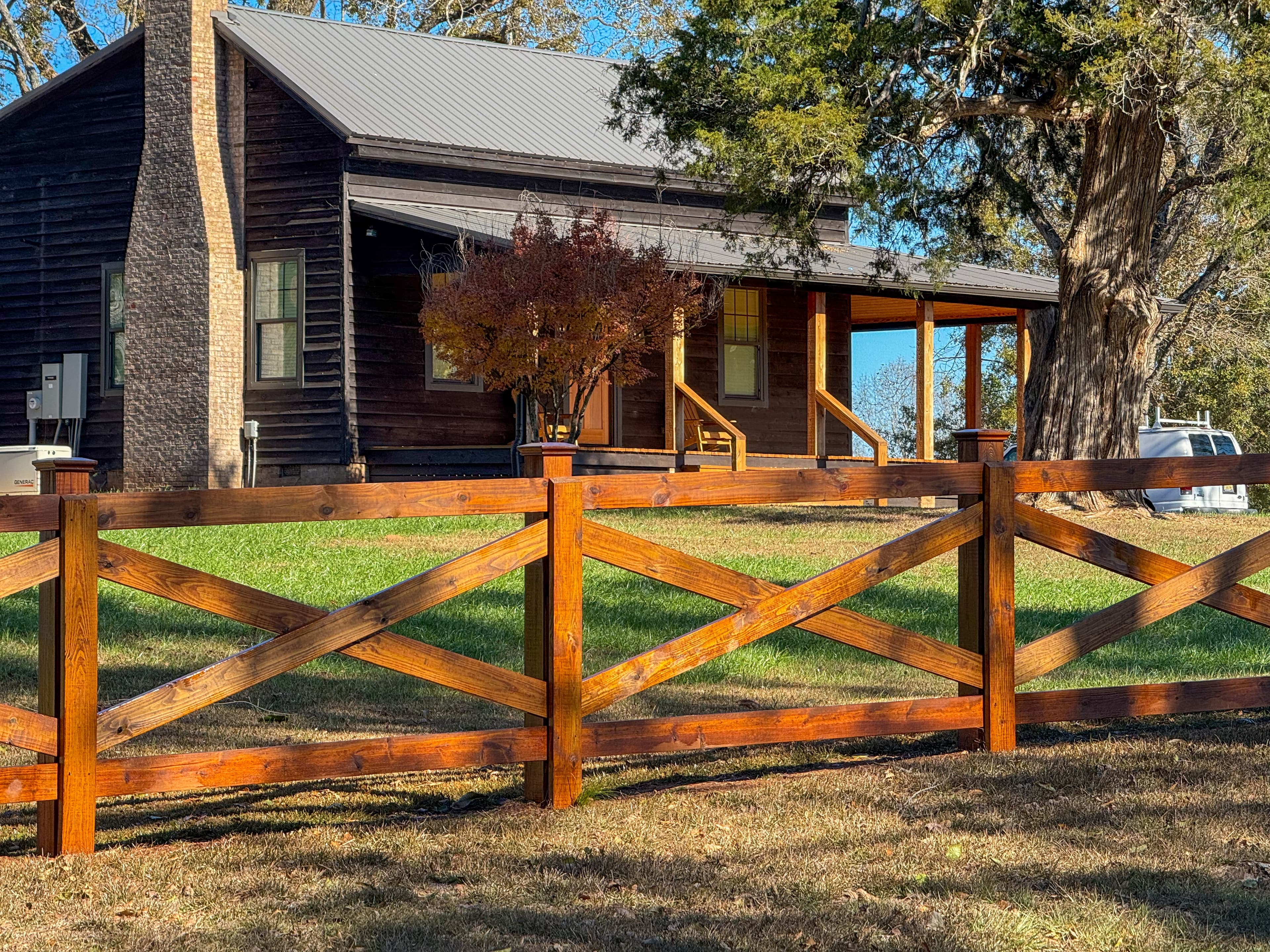 Stained ranch fence