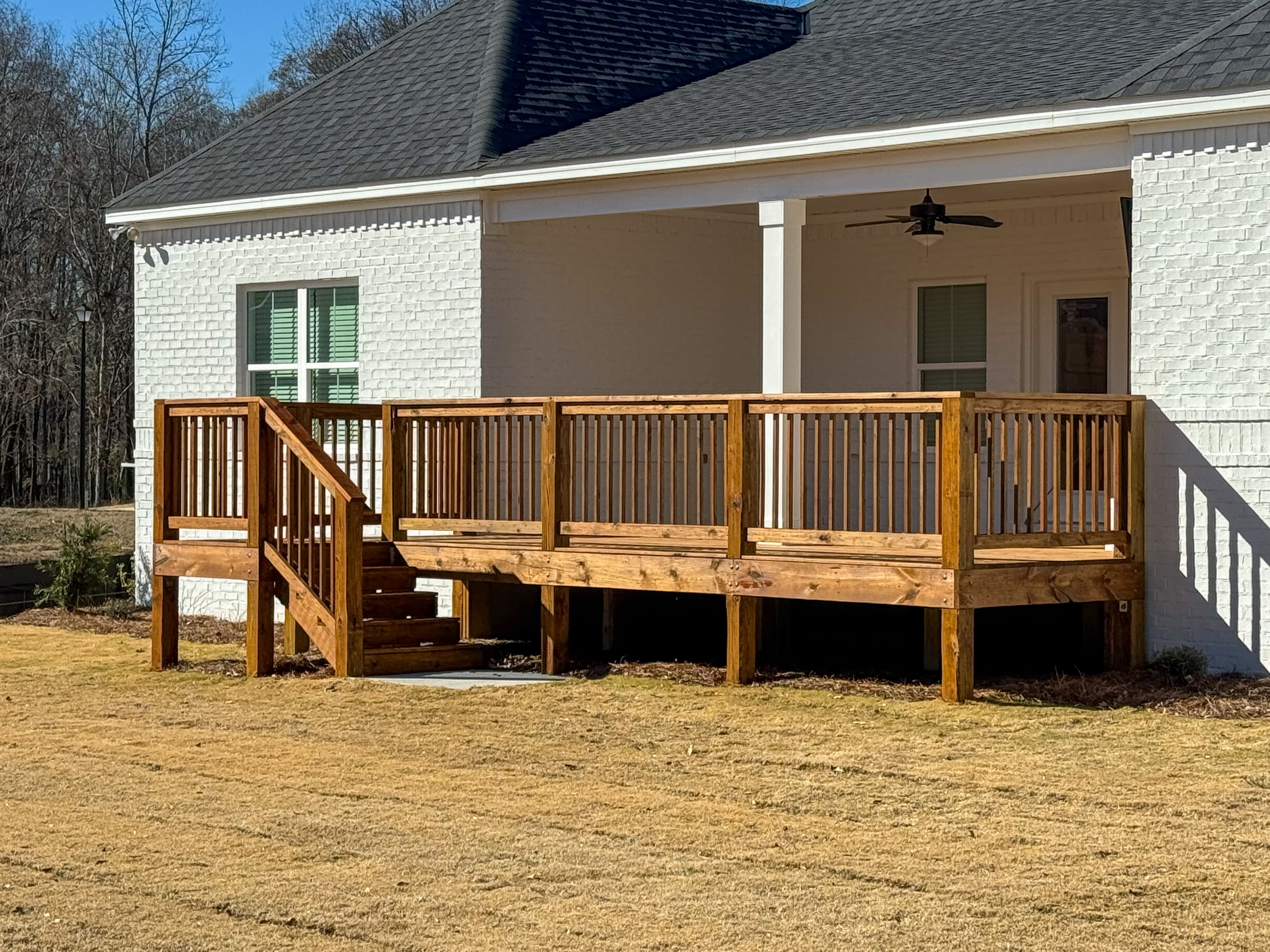 Stained deck with stairs