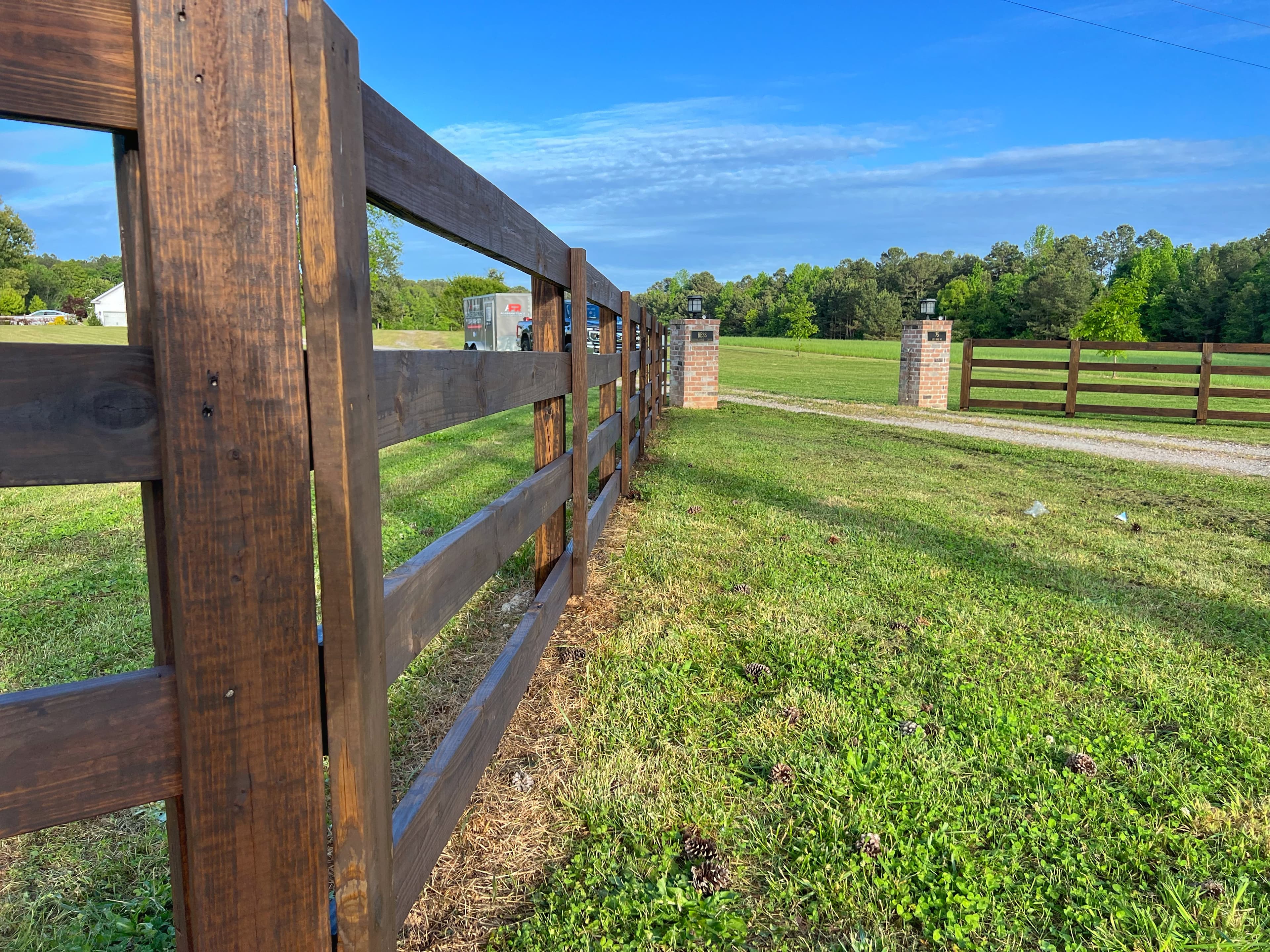 Stained ranch fence