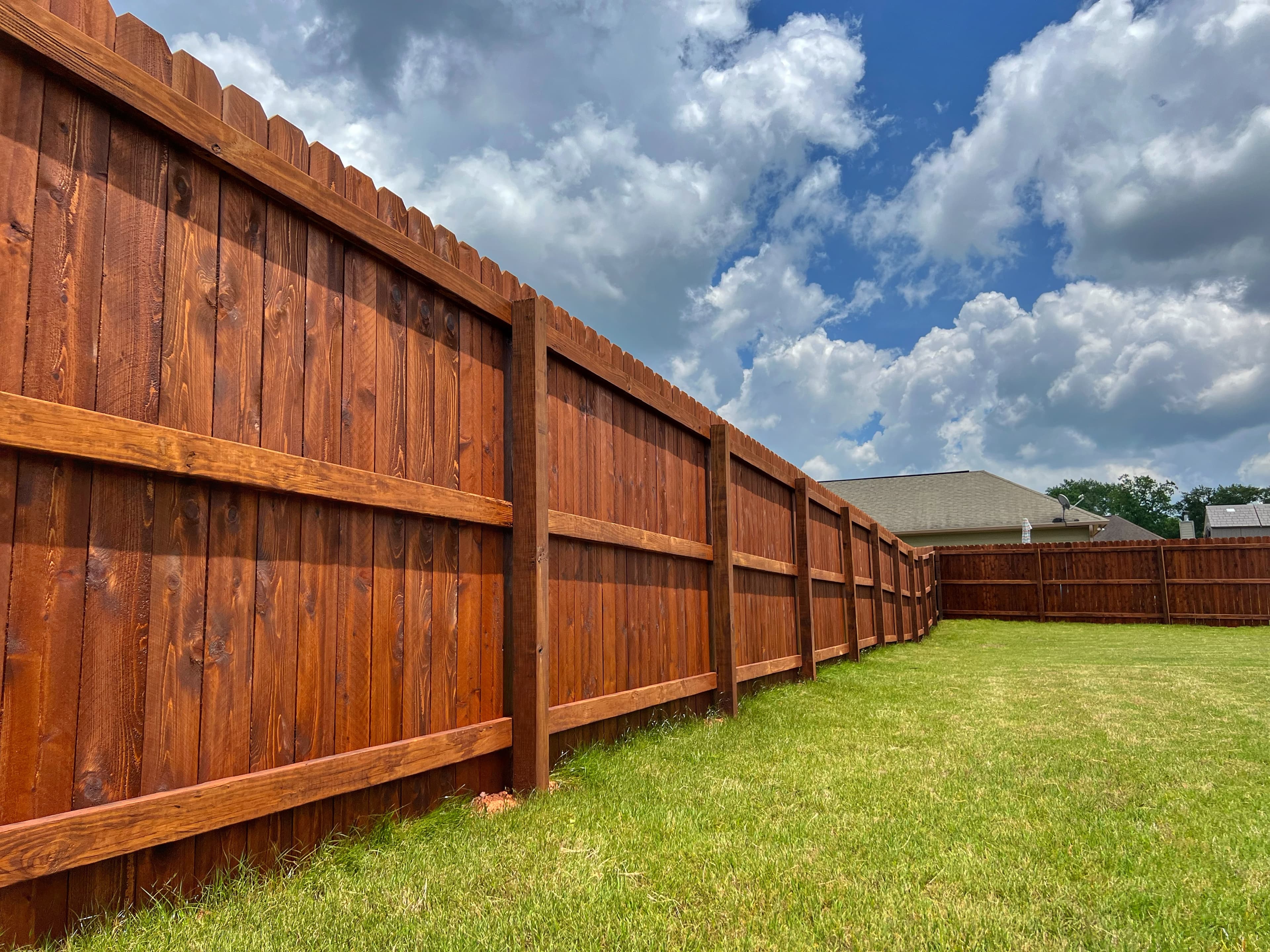 Stained privacy fence
