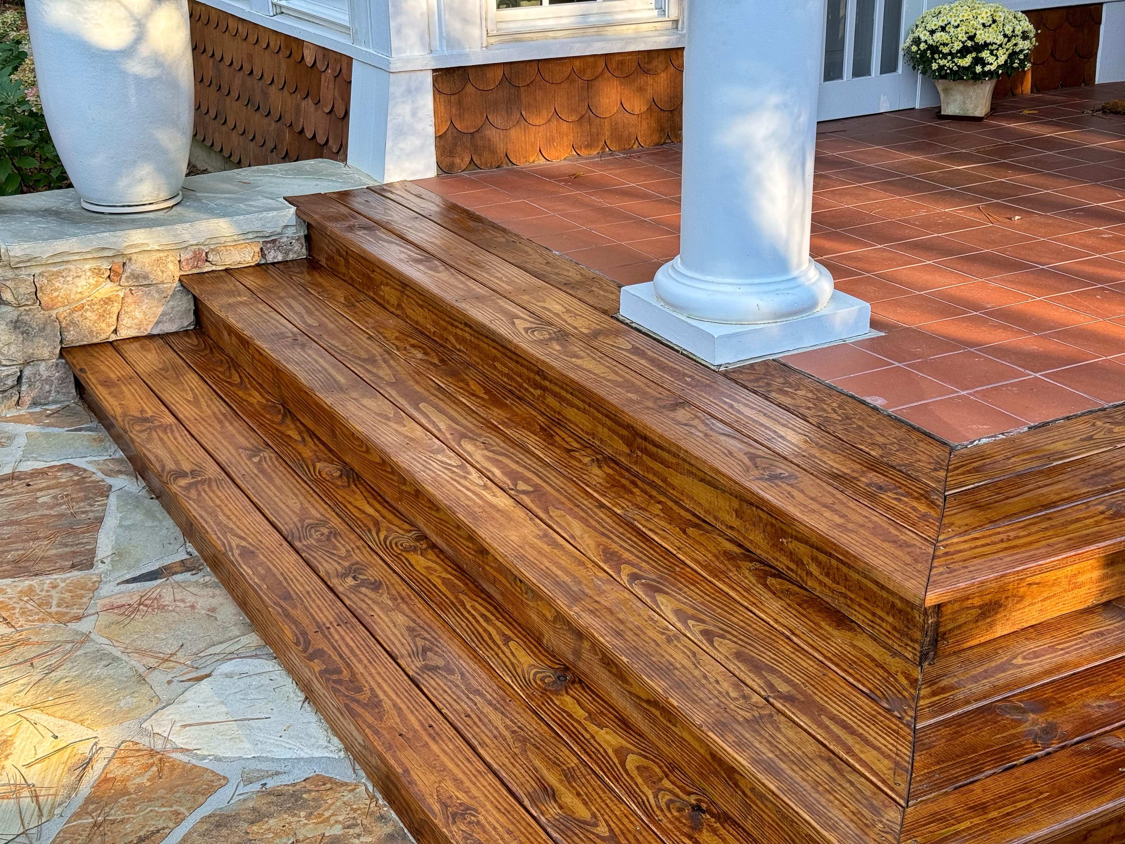 Stained porch steps