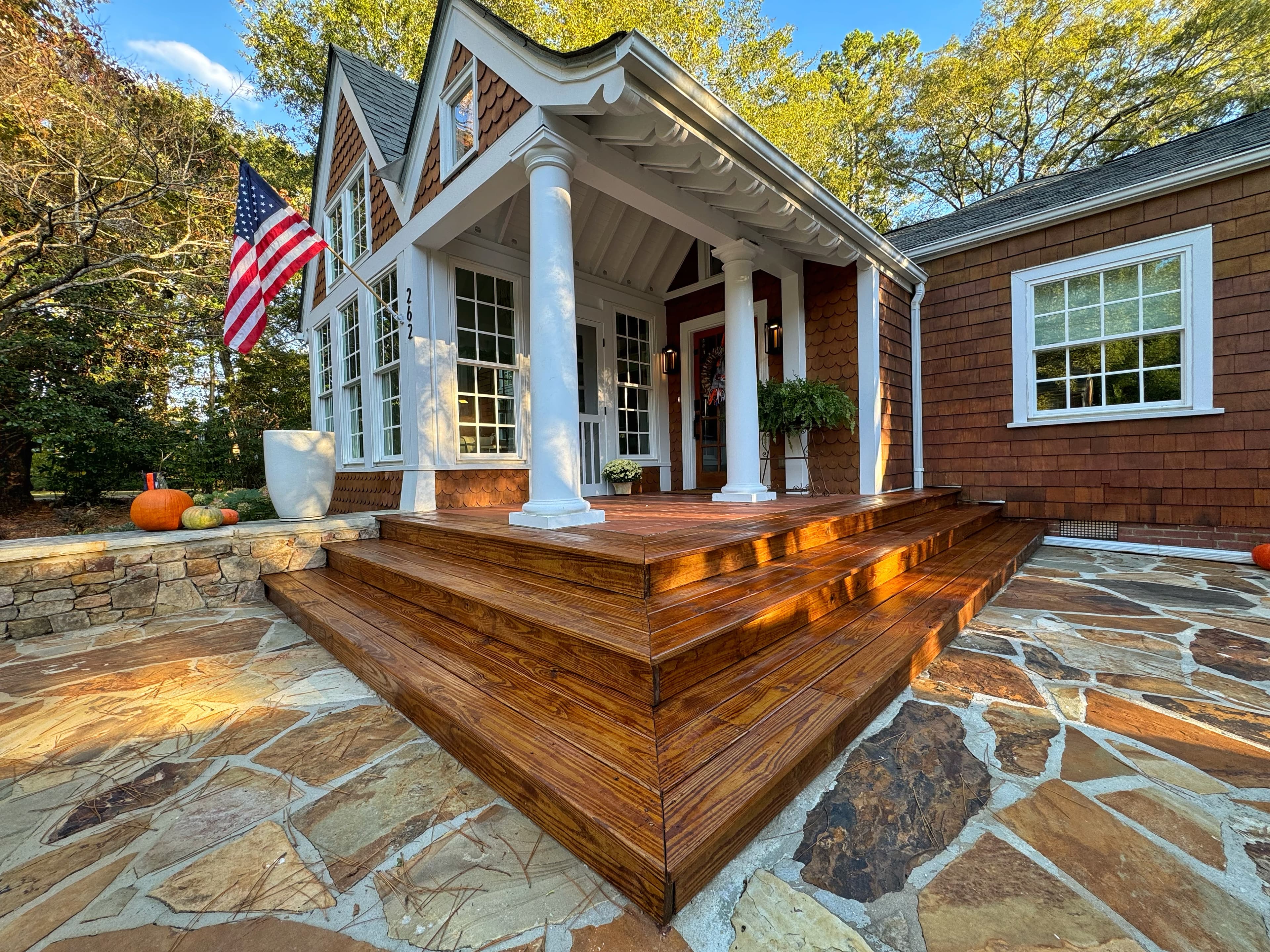 Stained porch steps