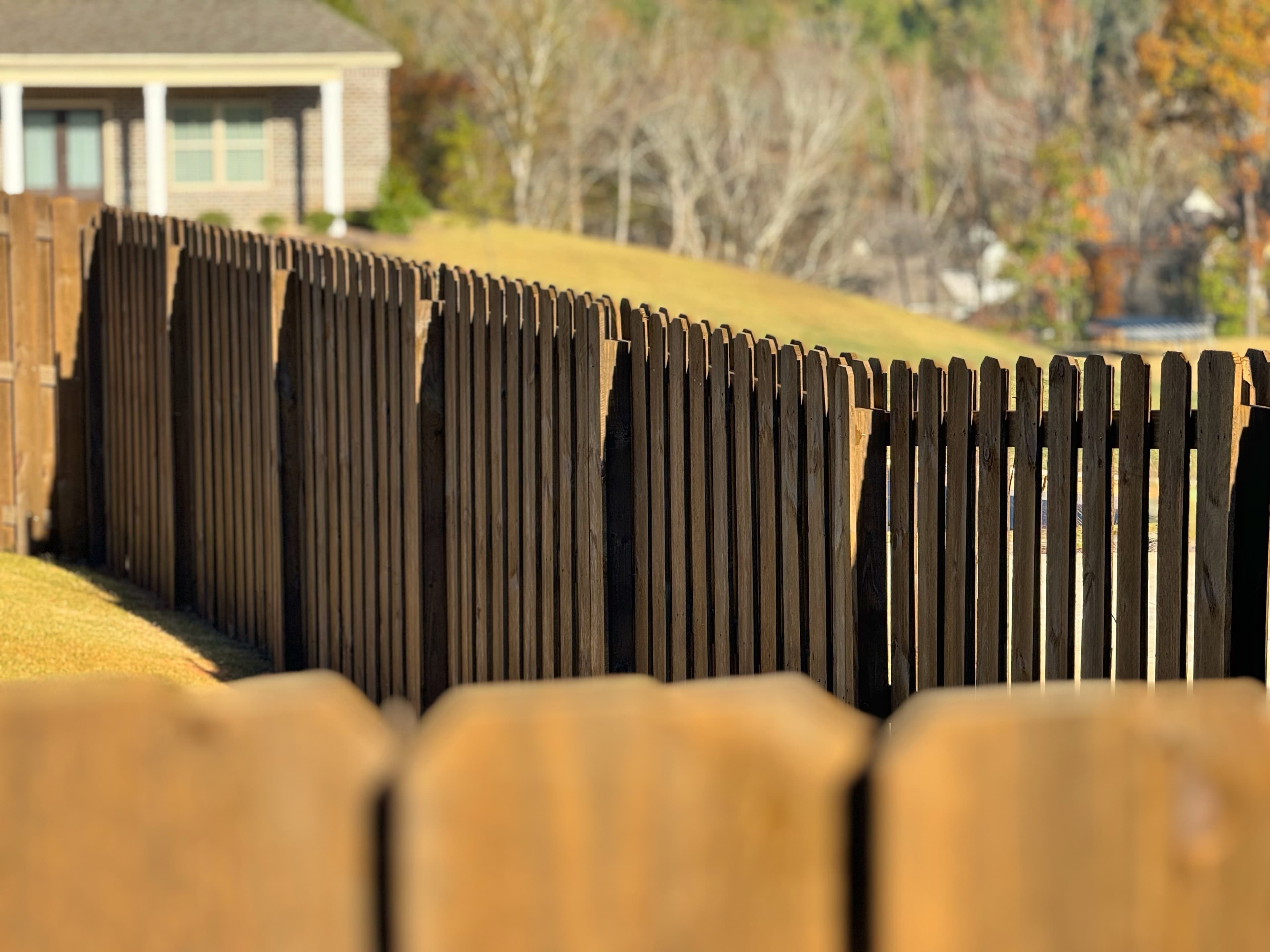 Stained picket fence