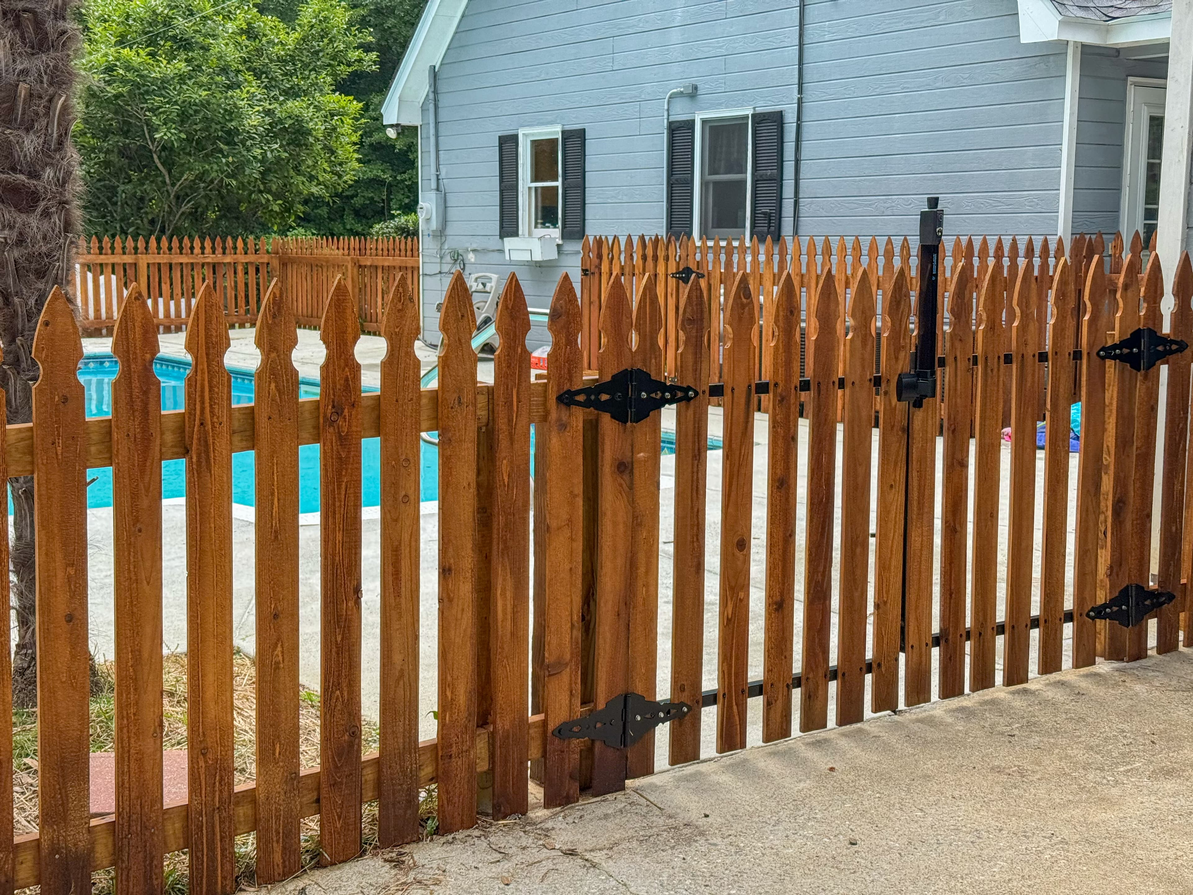 Stained picket fence