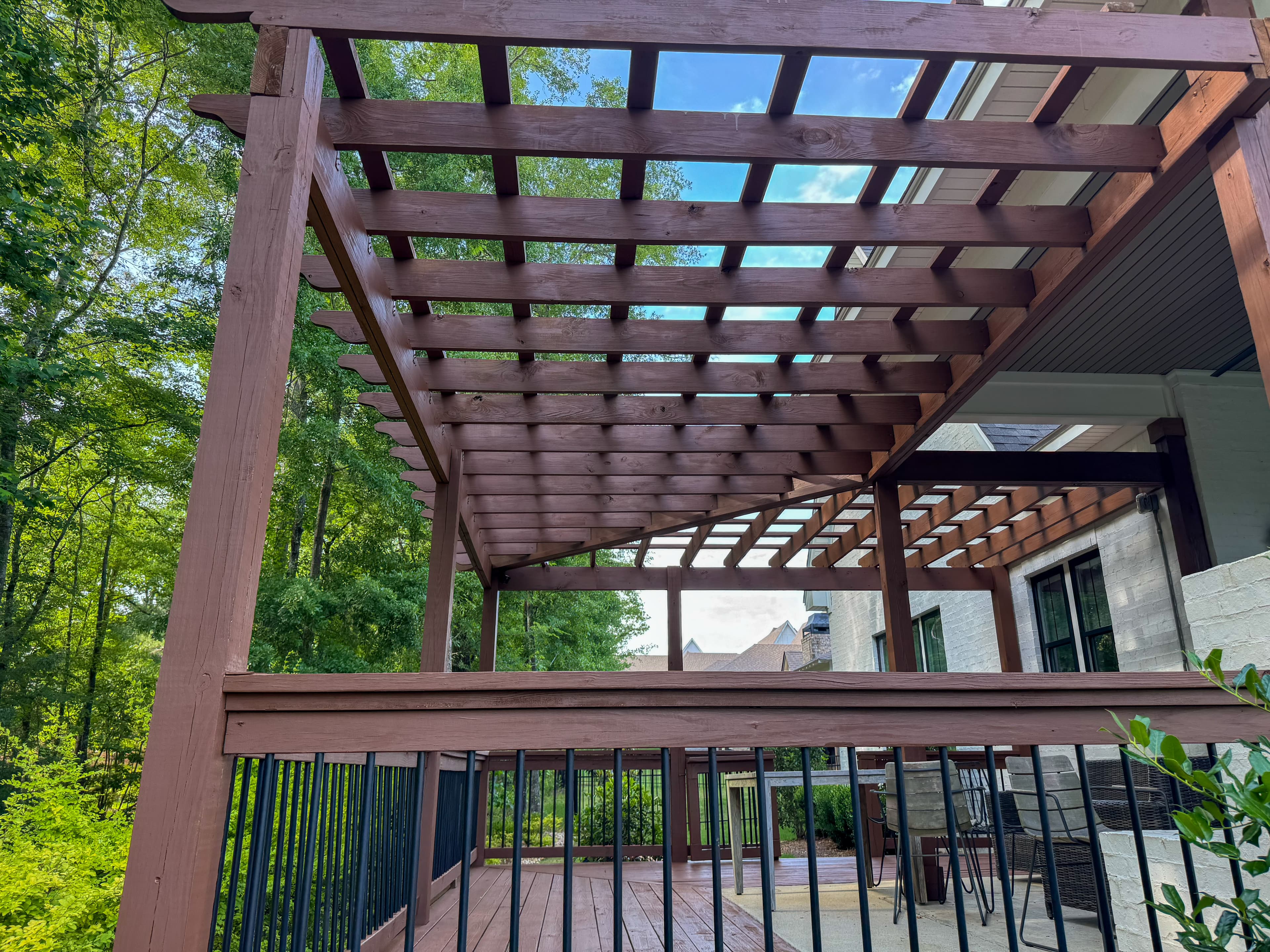 Stained pergola and deck
