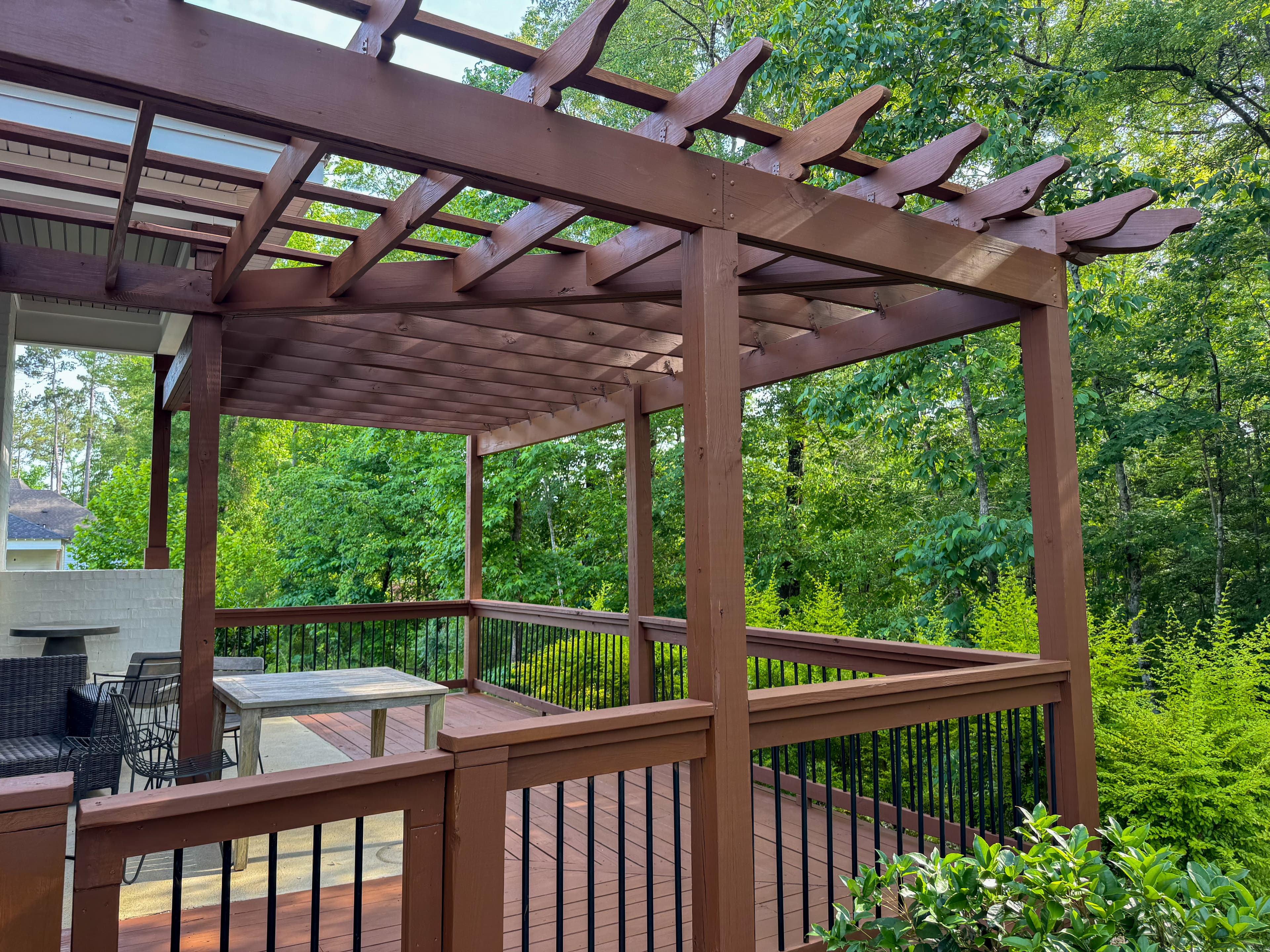 Stained pergola and deck