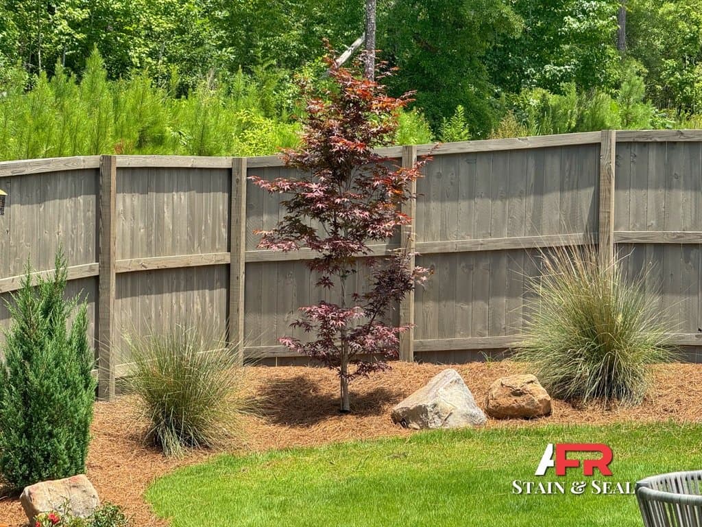 Privacy fence stained in Cape Cod