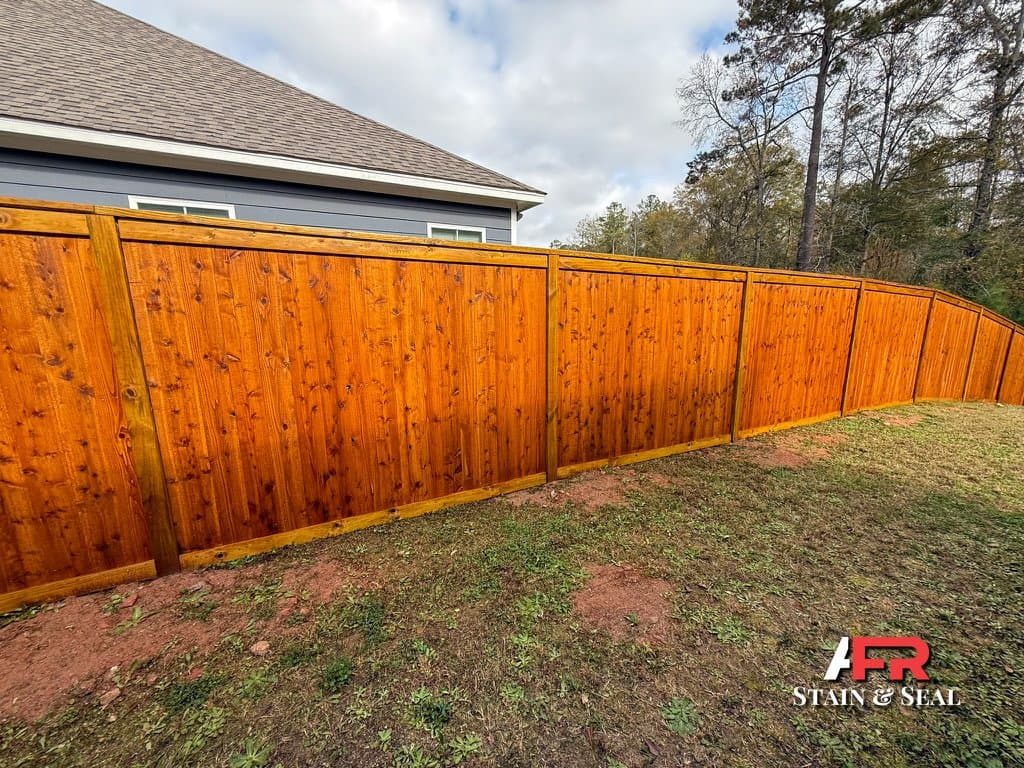 Privacy fence stained in Cedar