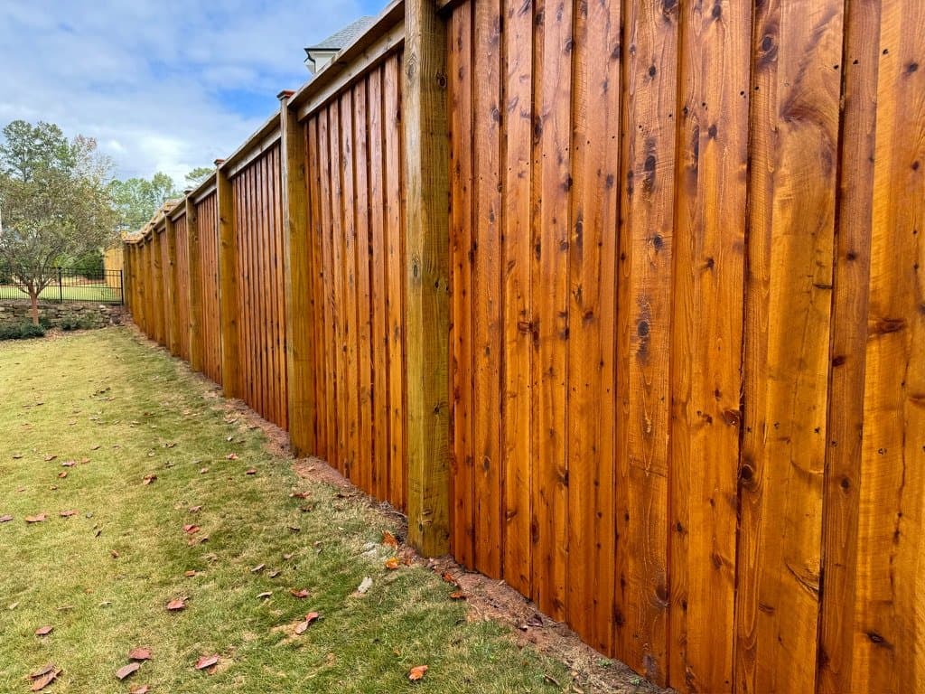 Privacy fence stained in Cedar