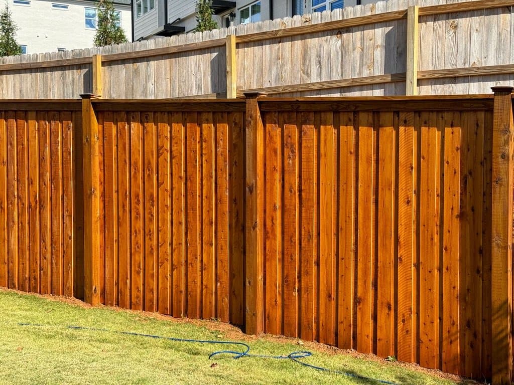 Privacy fence stained in Cedar