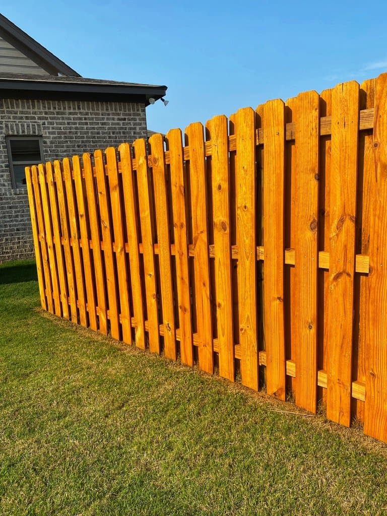 Fence stained in Honey
