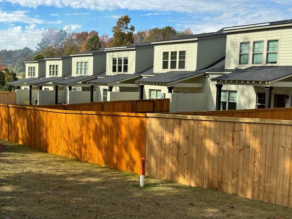 Horizontal fence stained in Honey