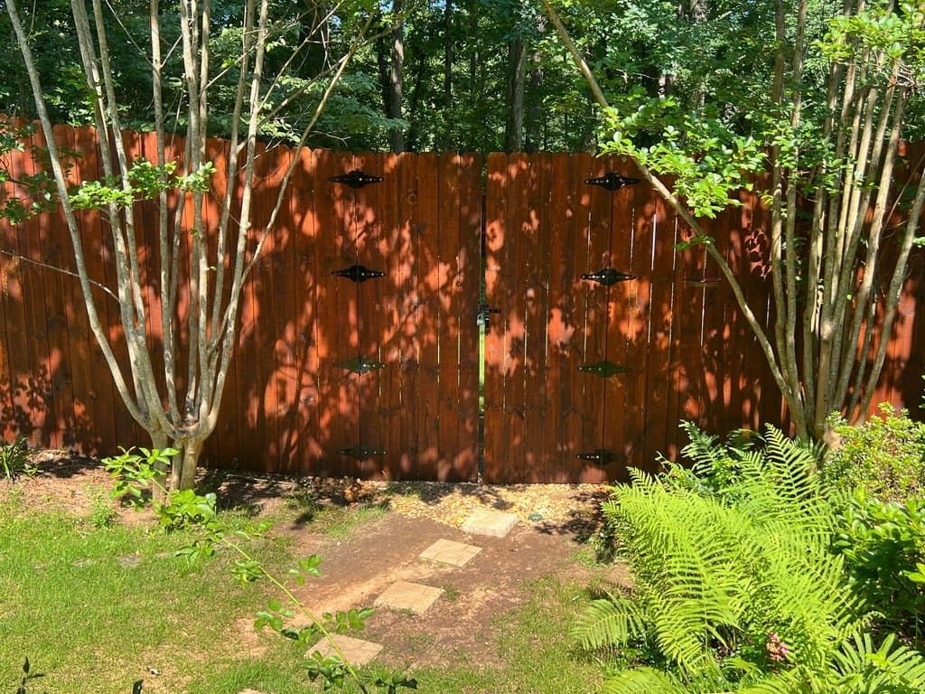 Garden gate stained in Mahogany