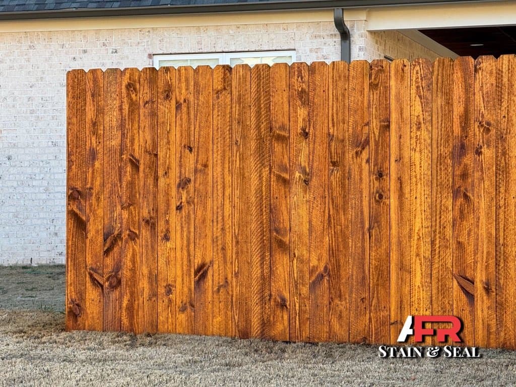 Privacy fence stained in Pecan