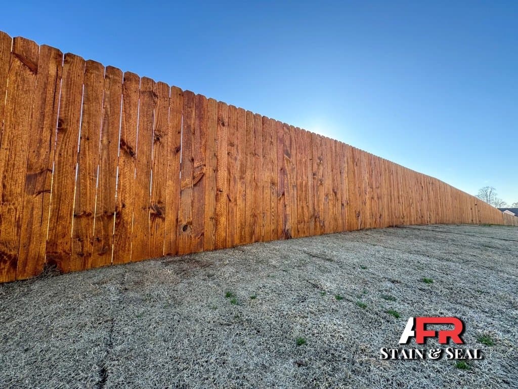 Privacy fence stained in Pecan