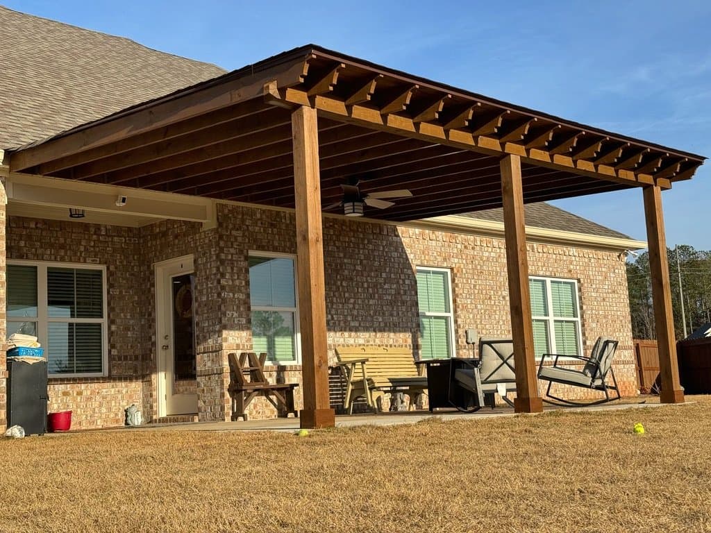 Patio cover stained in Sable