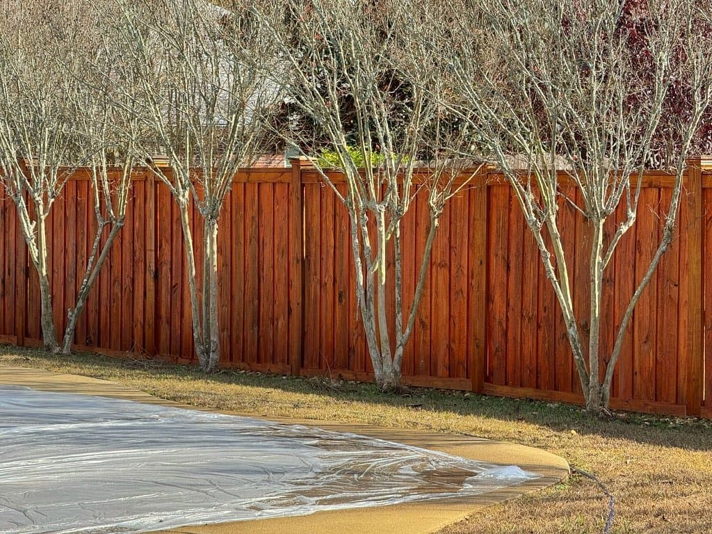 Privacy fence stained in Sequoia