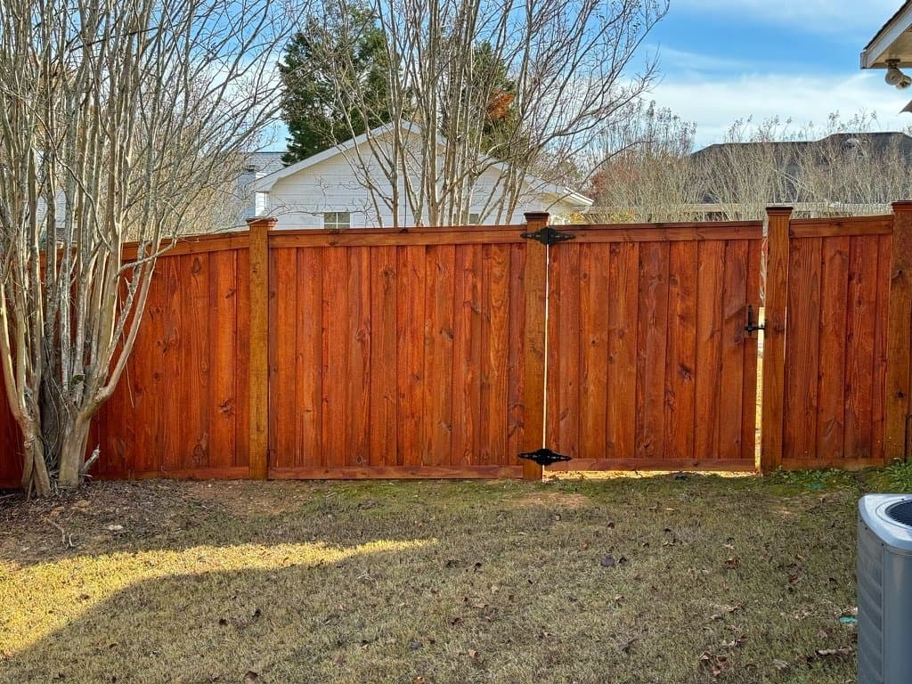 Privacy fence stained in Sequoia