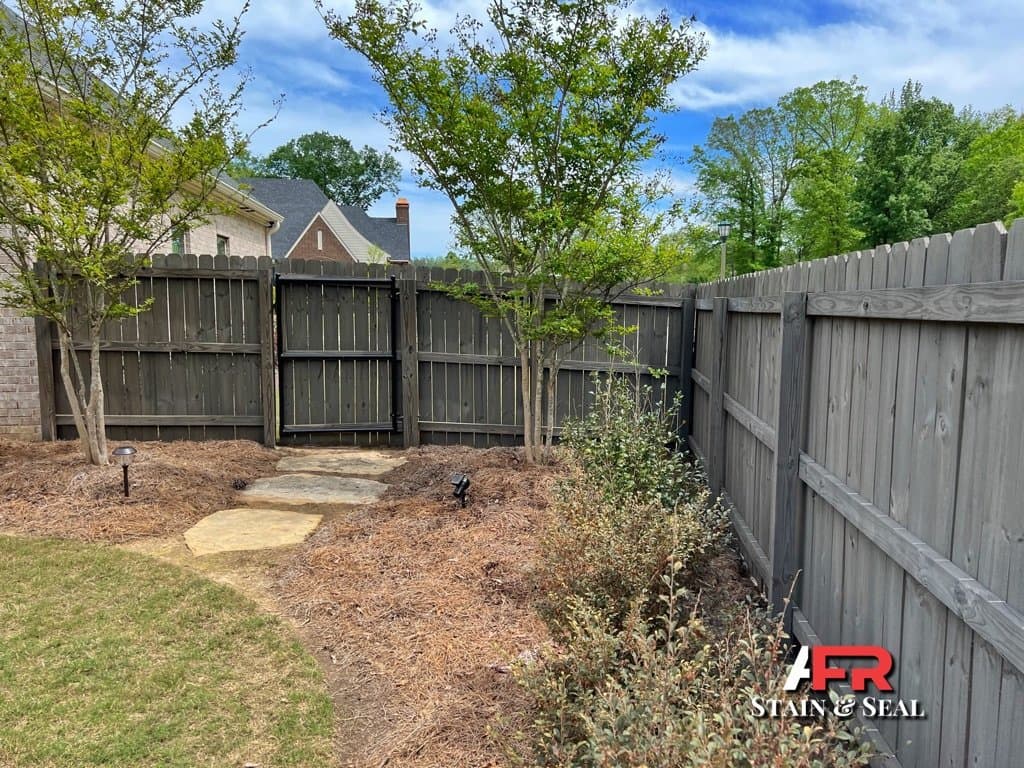 Fence and gate stained in Slate