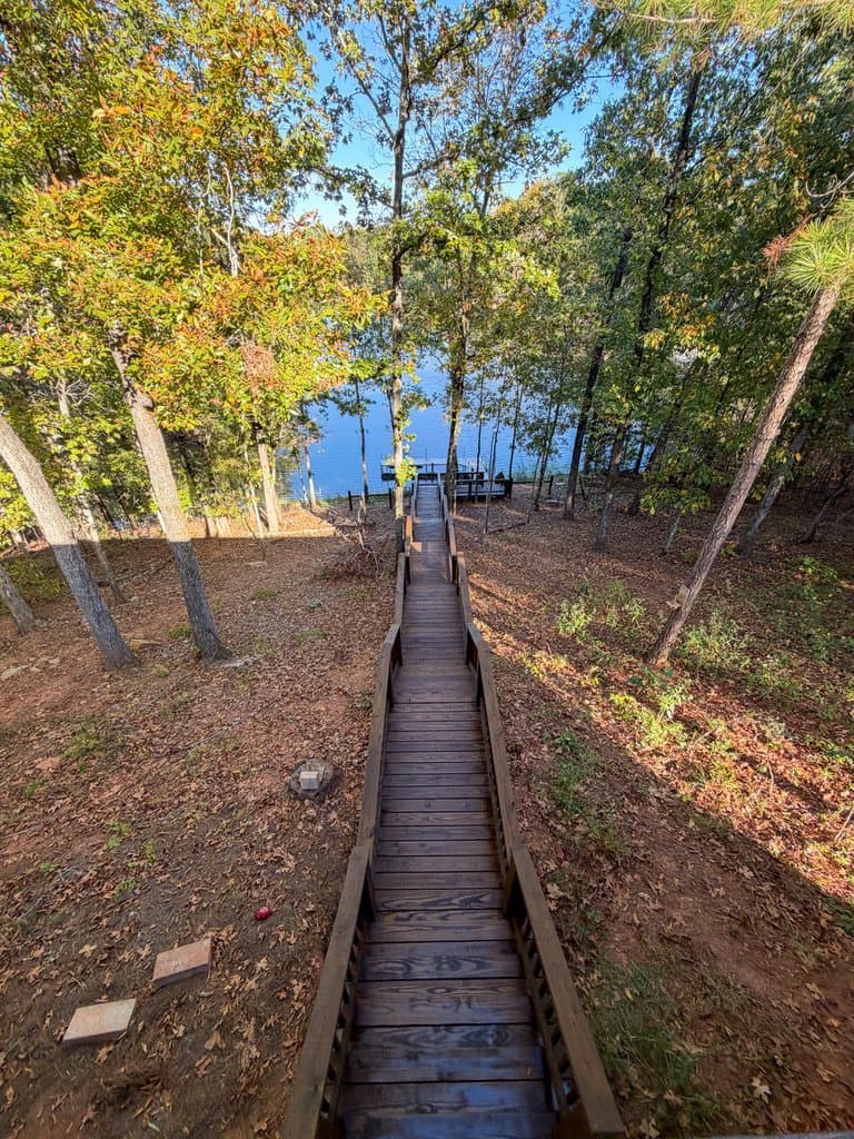 Hillside walkway stained in Walnut